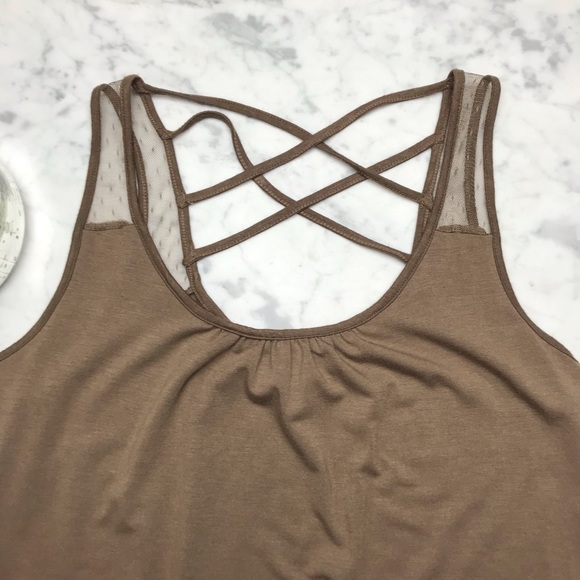 Zenana Outfitters Brown Lace Open Back Tank Top - Picture 3 of 8